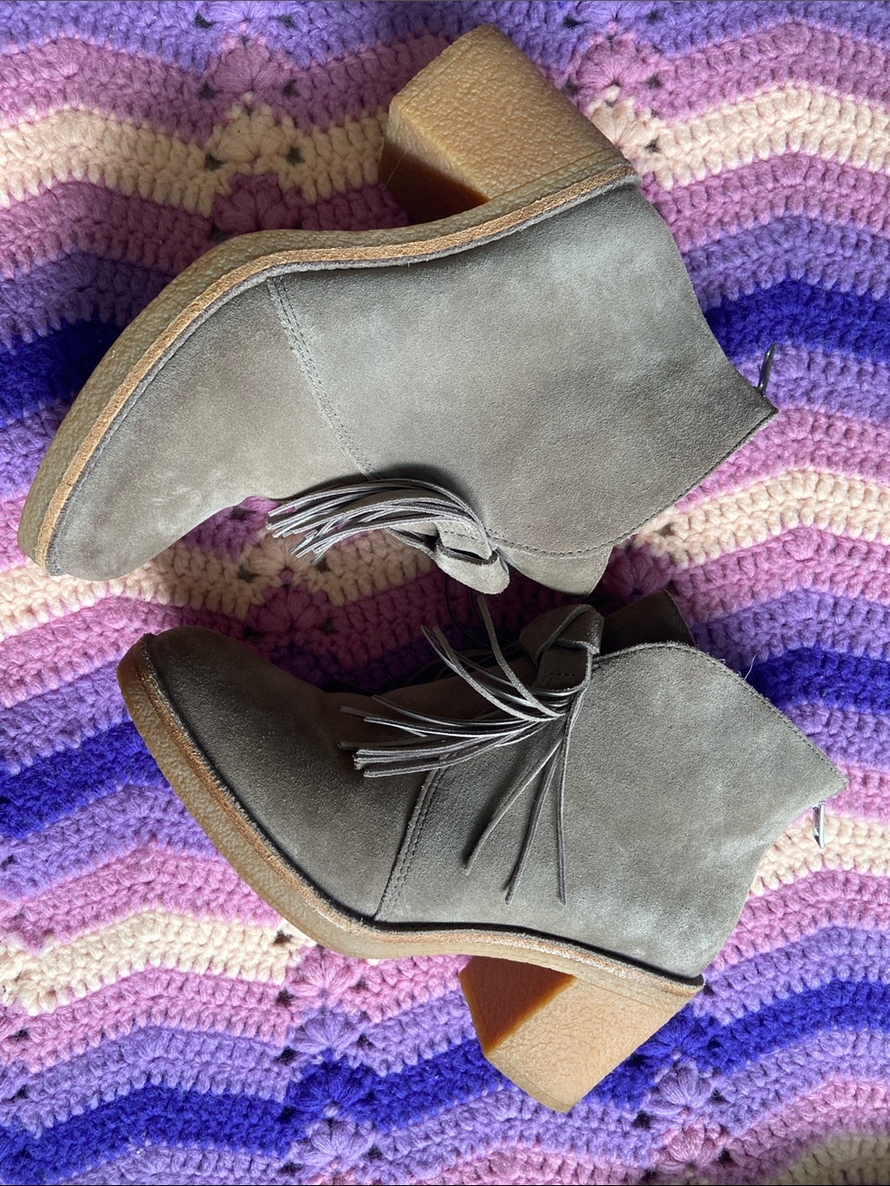 UGG Taupe Suede Tassel Ankle Boots